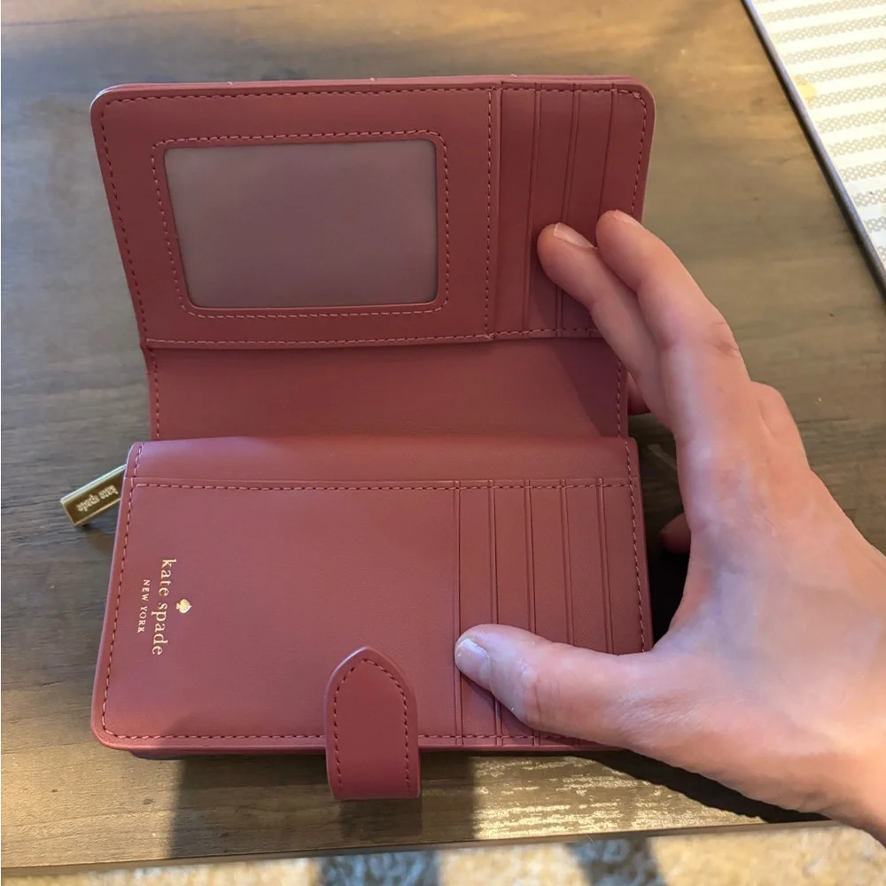 Kate Spade Carey Quilted Studded Medium Bifold Wallet in Pomegranate - Picture 5 of 7